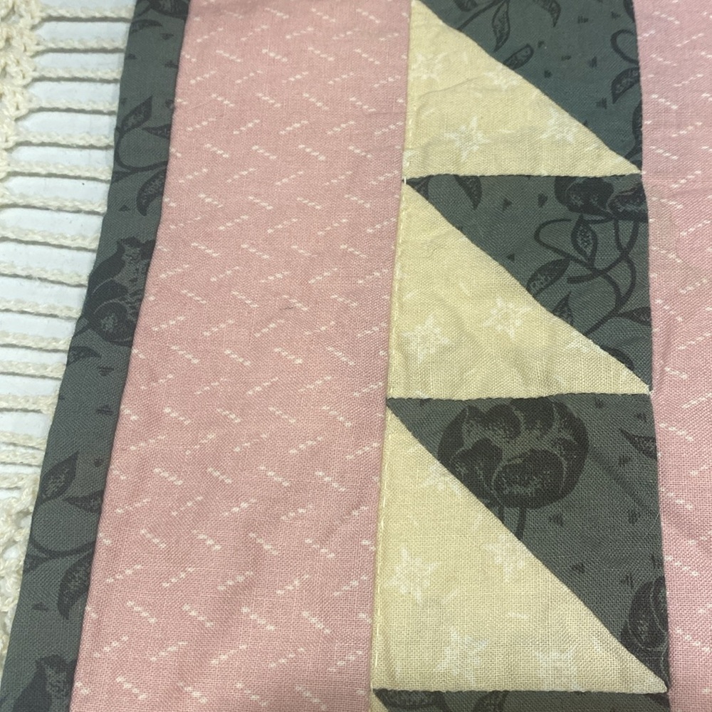 Vintage Handmade Quilt Wall Hanging Table Decoration 22 1/4” x 24 1/4”. - Picture 3 of 7